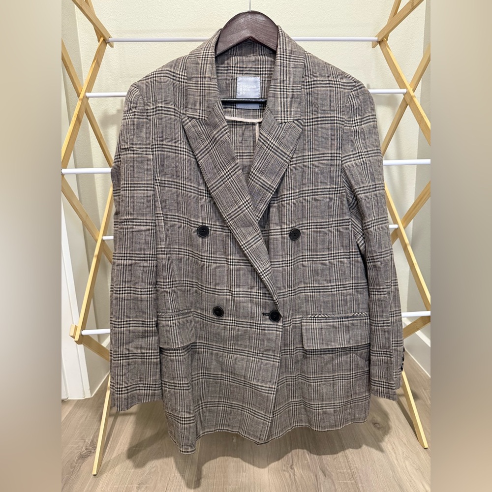 Plaid Double-Breasted Blazer